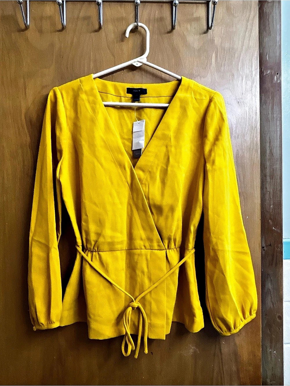 J.Crew Drapey Crepe Faux-Wrap Top Wrap Front Peplum Blouse in Size 6 NWT